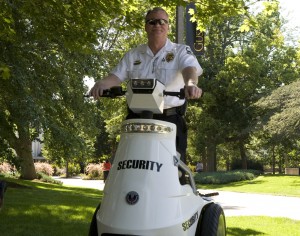 Director of Campus Safety Ray Thrower on a T3.  Submitted.