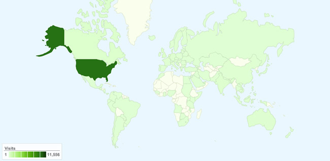 The Gustavian Weekly website has been viewed by people in 115 countries since Sept. 3, highlighted in green.