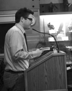 Matt Rasmussen ‘98 gave a poetry reading Wednesday, Sept. 18 during the English Department’s poetry series entitled, Bards in the Arb. Ally Hosman