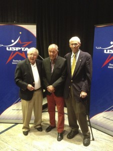 (From left to right) Vic Braden, Nick Bollettien, and Steve Wilkinson were all inducted into the USPTA Hall of Fame. Submitted