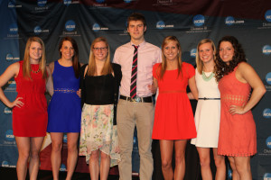 Six female swimmers, along with one male swimmer competed at the 2014 NCAA Division III Swimming and Diving Championships. Sophomore Dante Colucci was the lone male from Gustavus. For the women, Senior Laura Drake, Senior Alissa Tinklenberg, Junior Danielle Klunk, Junior Katie Olson, Junior Jennifer Strom, and Sophomore Tarin Anding all competed at the National Championships. The women placed seventh in the Championships—a program-best finish. Gustavus Sports Information