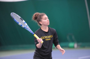 Bailey Abeyesekera is the lone senior on the women’s tennis team this season. The team has benefited from her leadership along with the talent of their younger players. Submitted