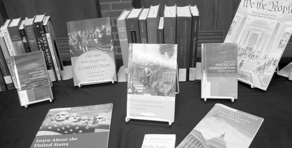 The library created a display of literature relating to the United States Constitution.-Photo By: Vincent Bartella