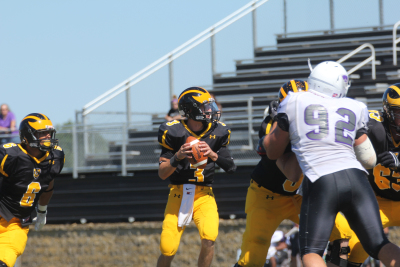 Junior Quarterback Mitch Hendricks broke his own passing record against Augsburg College, passing for a total of 504 yards and throwing 7 touchdown passes.