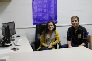 Reid and his co-worker Anna St. Dennis work in the Gustavus Event Services office. 