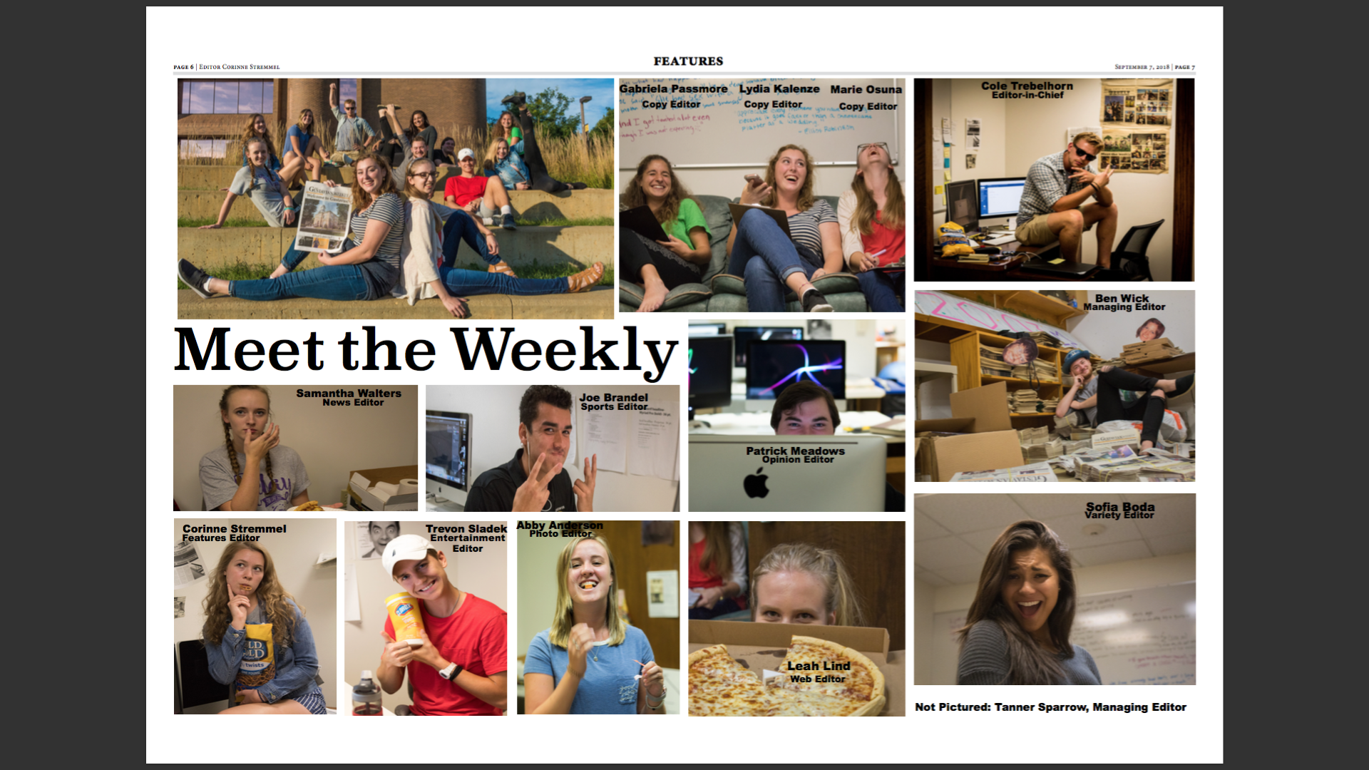 Pictures of the 2018 - 19 Weekly Editors