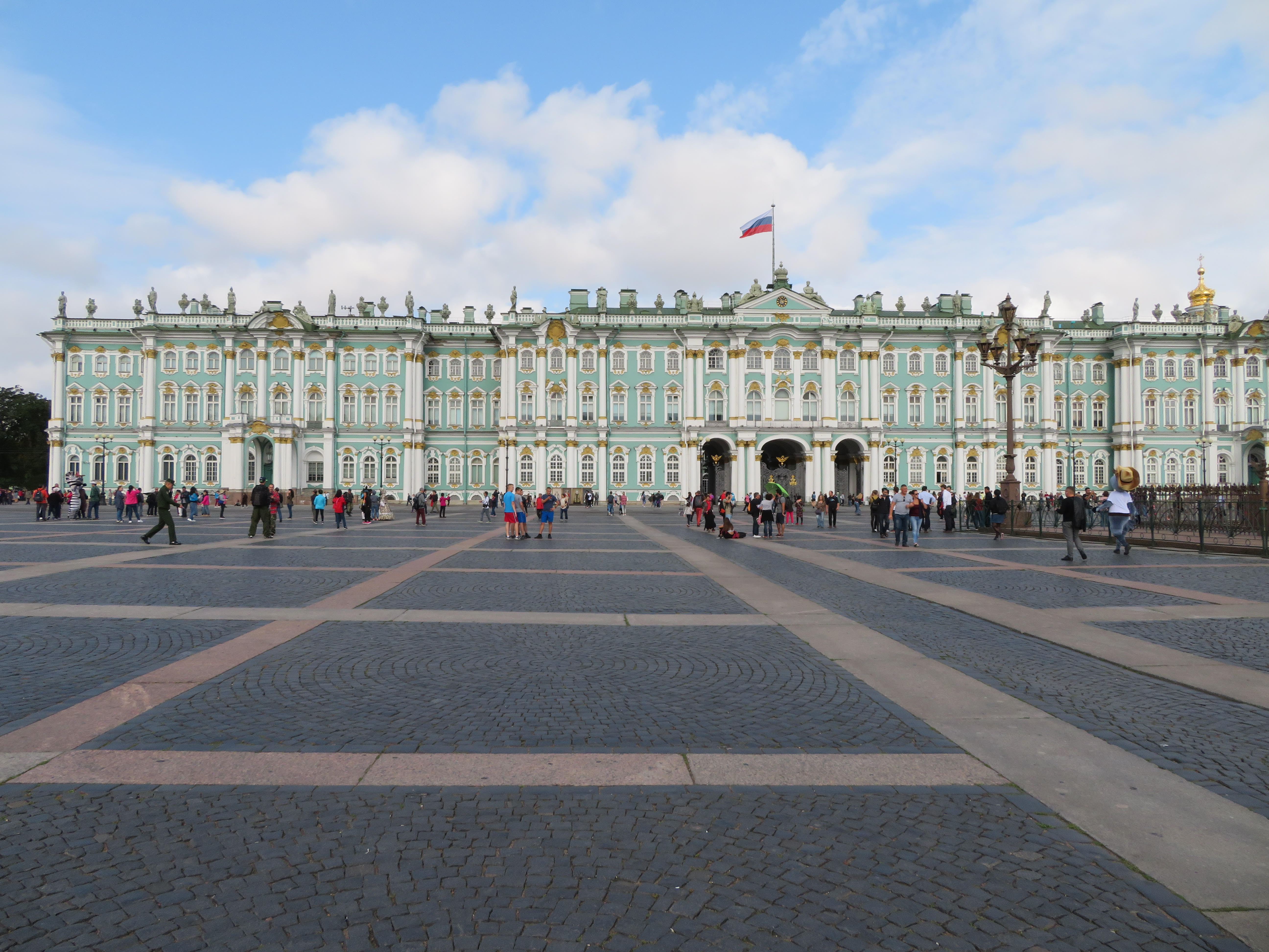A photo of Hermitage, the past Winter palace for the Russian royal family.