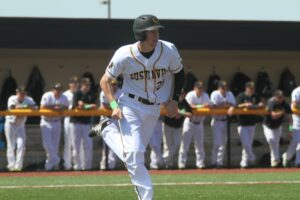 Junior Brice Panning runs to first during a game last season.