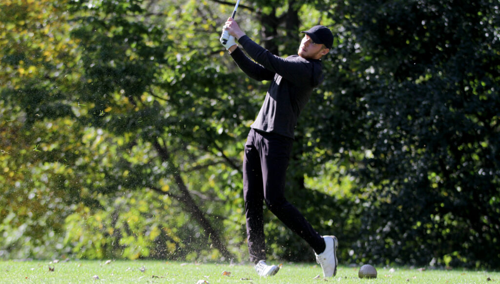 Sophomore Jacob Pedersen posted the best score for the Gusties at the MIAC Championships and earned All-Tournament honors along with Junior Max Ullan.