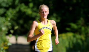 Junior Kourtney Kulseth competes in a meet earlier this season for the Gusties.