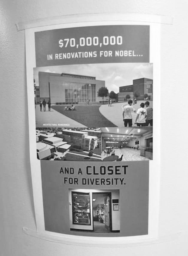 One of the diversity posters found earlier this week in Beck Academic Hall.
