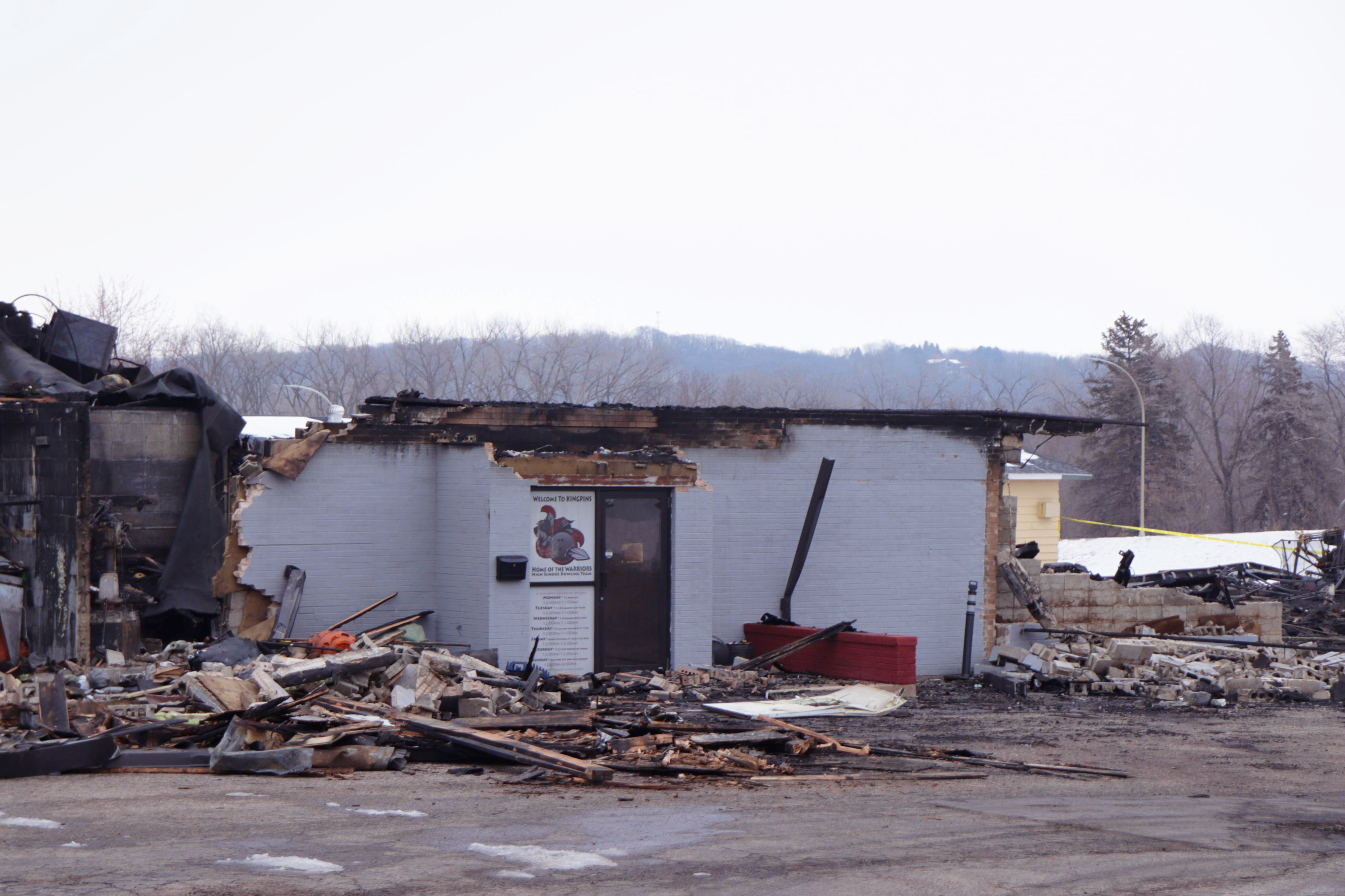 KingPins bowling alley, once local popular hangout spot, destroyed after a structure fire on Sunday morning February 16.