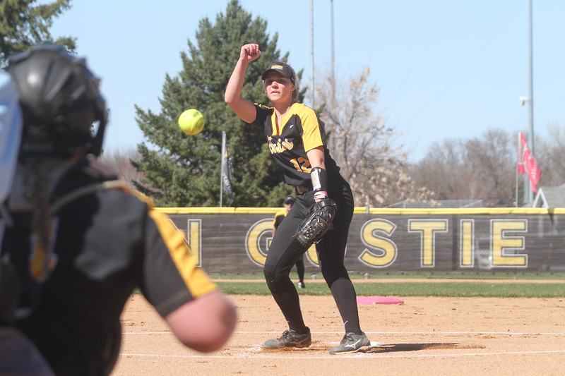 Senior Aly Freeman pitches for the Gusties during a game last season. Freeman is a force on the mound and has a 0.349 batting percentage that earned her both All-Conference and Academic All-America honors last season.