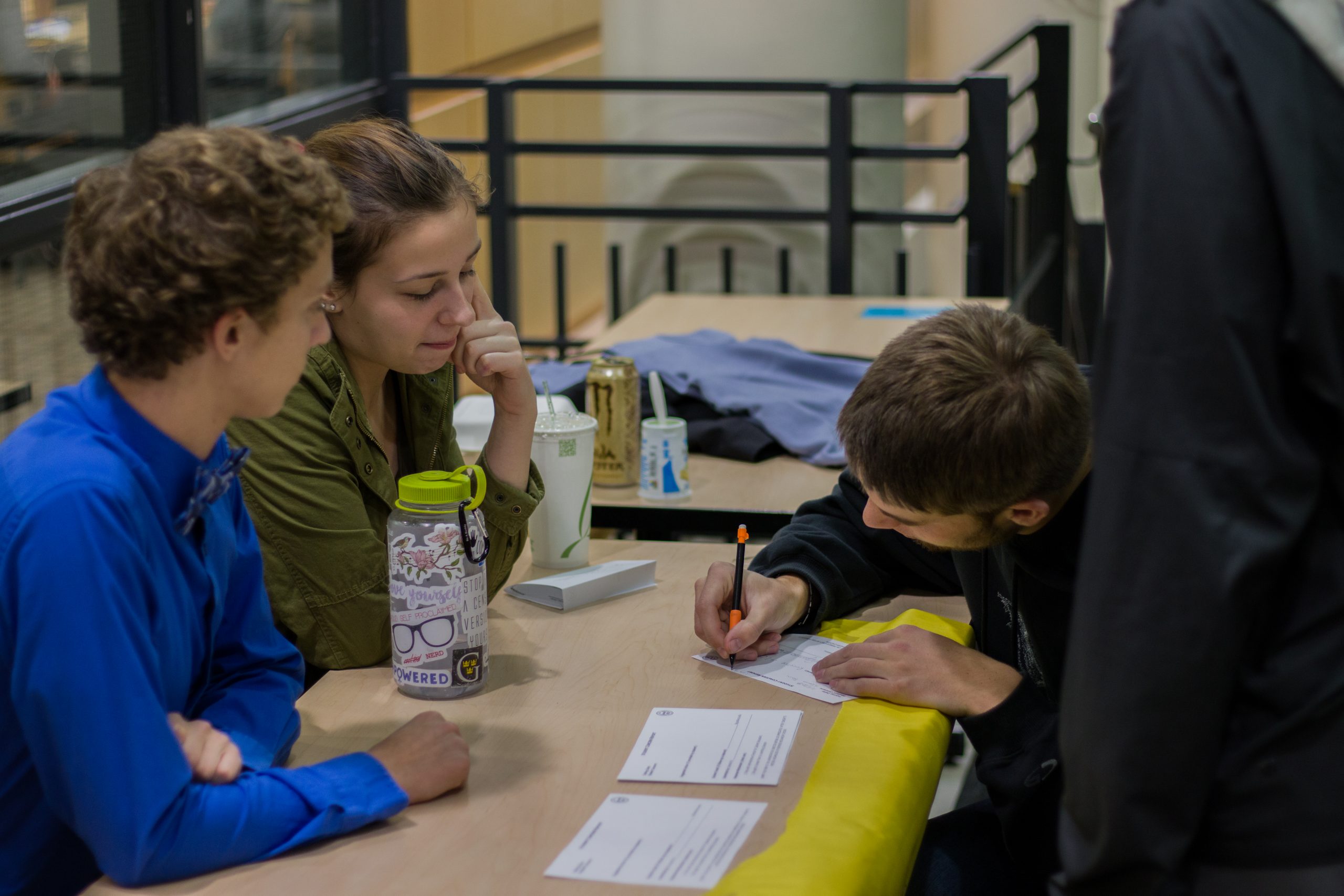 Students tabled outside the Evelyn Young Dining Room to inform students and promote voting.