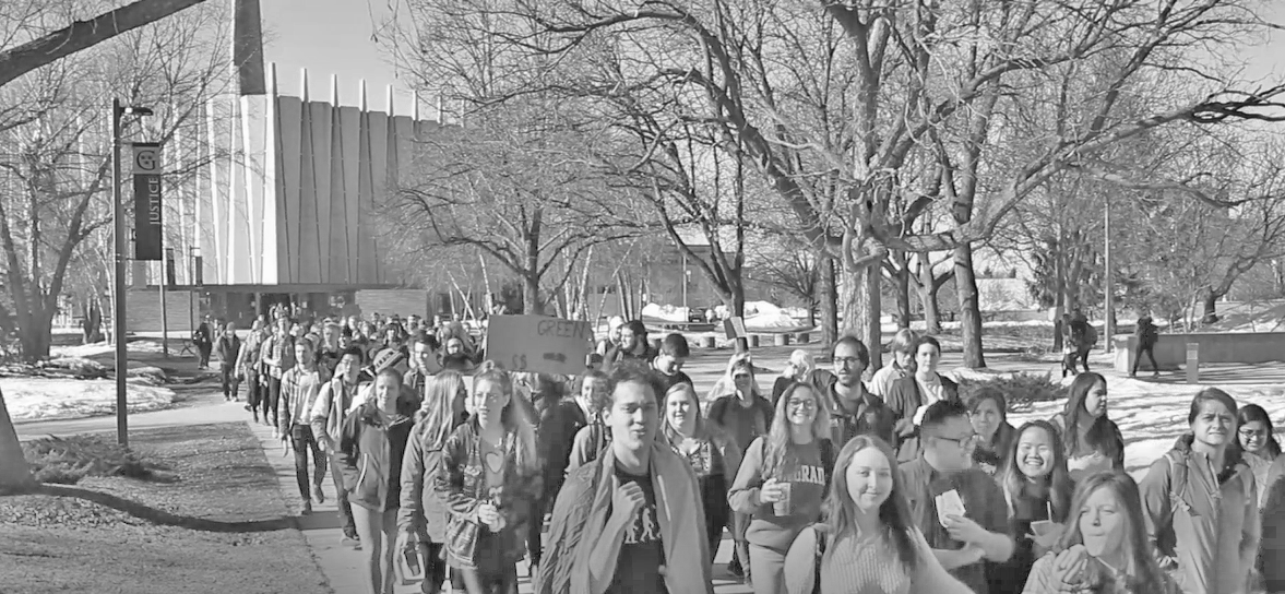 As pictured, students protesting for climate action at last year’s Groundswell.